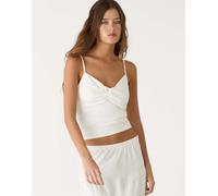 Stradivarius - Top écru con spalline sottili e nodo-Bianco XS