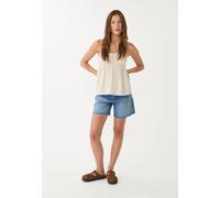 Stradivarius Top fluido con spalline in lino Pietra XL