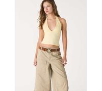 Stradivarius Top halter scollo a v Giallo pastello XS