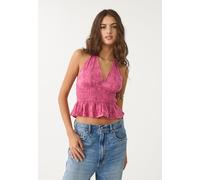 Stradivarius Top halter ricamato Rosa carne S