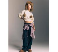 Stradivarius - Top in maglia écru con fascia-Bianco M