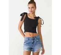 Stradivarius - Top nero a contrasto con lacci M