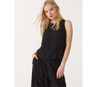 Stradivarius - Top nero in misto lino con dorso a vogatore XS