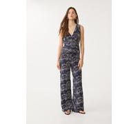 Stradivarius Top ricamato con lino Azzurro mare S