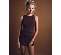 Stradivarius - Top senza maniche in tessuto a coste viola XL