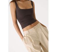 Stradivarius - Top senza maniche marrone con scollo squadrato M