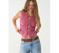 Stradivarius - Top stropicciato rosa con laccetti M