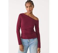 Stradivarius - Top viola con scollo asimmetrico XS