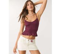 Stradivarius - Top viola con spalline sottili e dettaglio elasticizzato XS