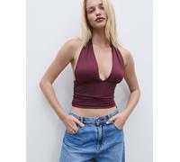 Stradivarius - Top viola raccolto allacciato al collo XS