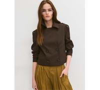 Stradivarius - Trench corto doppiopetto marrone XS