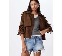 Stradivarius - Trench corto in camoscio sintetico marrone L