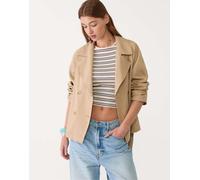 Stradivarius - Trench corto morbido color crema con cintura-Neutro XS