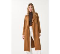 Stradivarius Trench lungo effetto camoscio Cammello chiaro L