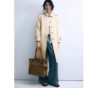 Stradivarius - Trench monopetto lungo color pietra-Bianco S