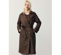 Stradivarius - Trench taglio lungo in camoscio sintetico marrone XS