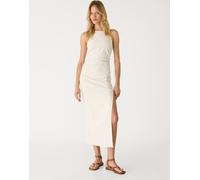 Stradivarius - Vestito midi allacciato al collo color pietra-Bianco S