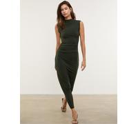 Stradivarius - Vestito midi raccolto verde S