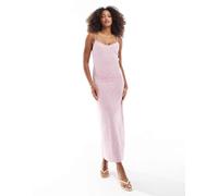 Stradivarius - Vestito midi rosa tenue con ricamo M