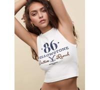 Stradivarius - Yellowstone - Crop top color écru con dorso a vogatore-Bianco S