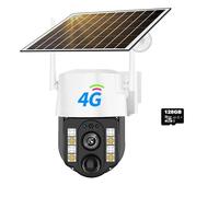 STRAFBRG Telecamera solare 4G/WiFi, telecamera IP impermeabile for esterni, rilevamento umano PIR, protezione di sicurezza CCTV, batteria integrata con pannello,Tranquillità sempre(4G Cam 128G Card)