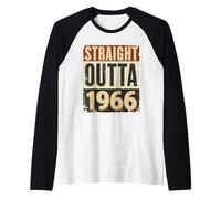 Straight Outta 1966 Born Birthday Retro Vintage Uomo Donna Maglia con Maniche Raglan