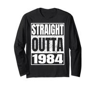 Straight Outta 1984 Classic Year Birth of Birthday Vintage Maglia a Manica