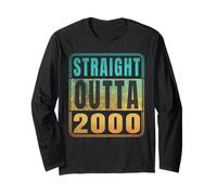 Straight Outta 2000 Classic Birth of Birthday Years Retro Maglia a Manica