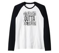 Straight Outta Detroit Sguardo Grungy Maglia con Maniche Raglan
