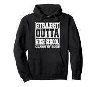 Straight Outta High School Funny 2025 High School Graduation Felpa con Cappuccio