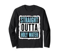 Straight Outta Holy Water Christian Battesimo Uomo Ragazzo Bambini Maglia a Manica