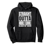 Straight Outta Middle School Class 2025 Graduation Funny Felpa con Cappuccio