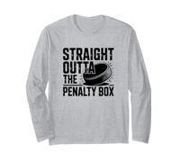 Straight Outta the Penalty Box Funny Hockey Maglia a Manica