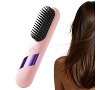 Straightener Brush - USB Rechargeable Hair Styling Comb for Travel Use | Fast Heating Tool with LED Display and 4 Temperature Settings, Portable Smoothing Brush for Office Dorm