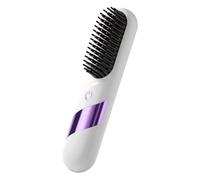 Straightener Brush - USB Rechargeable Hair Styling Comb for Travel Use | Fast Heating Tool with LED Display and 4 Temperature Settings, Portable Smoothing Brush for Office Dorm