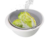 Strainer Bowl - Double-layer Stackable Washing Vegetable Baskets | Multifunctional Kitchen Draining Bowl | PP Material, Rotating Drain Design, For Fruits Vegetables Seafood Dish Storage