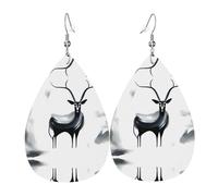 Strana antilope Orecchini in pelle a forma di lacrima stampati | Design di fascia alta, orecchini di lusso leggeri
