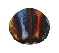 strana pittura Cuffia da doccia impermeabile a doppio strato, adatta a varie dimensioni, riutilizzabile, protegge il cuoio capelluto