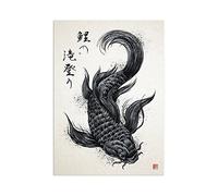Strand Clothing Poster con stampa artistica giapponese Ukiyo-e Woodblock - Carpa e calligrafia Koi - Decorazione da parete, senza cornice, formato A3
