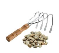 Strandsand Rake - Rastrello portatile a denti, manico in legno, strumento per la ricerca di bicchieri di mare, raccoglitore di ciotole, rastrello per le pulci di sabbia, strumento da spiaggia