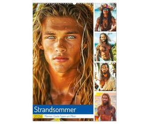 Strandsommer. Männer. Coole Typen am Meer (Wandkalender 2026 DIN A2 hoch), CALVENDO Monatskalender: Sonnenbräune, Meeresbrise und schöne Jungs an Stränden