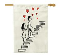 Strane bandiere per la casa di San Valentino, 71 x 101 cm, per esterni, bandiere verticali in lino standard per uomo e moglie, per amanti dell'amore, decorazione per esterni