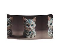 Strange Cat - Straniera stampata da appendere, 177,8 x 88,9 cm, per feste natalizie, 180 x 90 cm