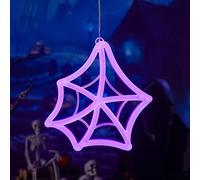 Strange violetta ragnatella neon Halloween - decorazione sospesa di Halloween con effetto di luce notturna, casa fantasma interna, finestre, porte (facile da installare)