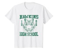 Stranger Things 1986 Hawkins High School Maglietta, Bambini, Bianco, 8 Anni