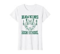 Stranger Things 1986 Hawkins High School Maglietta, Donna, Bianco, L