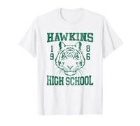 Stranger Things 1986 Hawkins High School Maglietta, Uomo, Bianco, XL