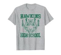 Stranger Things 1986 Hawkins High School Maglietta, Uomo, Grigio Melange, M