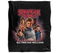 Stranger Things All Friends Welcome Poster Silky Touch Super Soft Throw Blanket 152 X 127 Cm