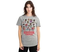 Stranger Things Cartoon Characters Ladies T Shirt, Athletic Heather, Medium